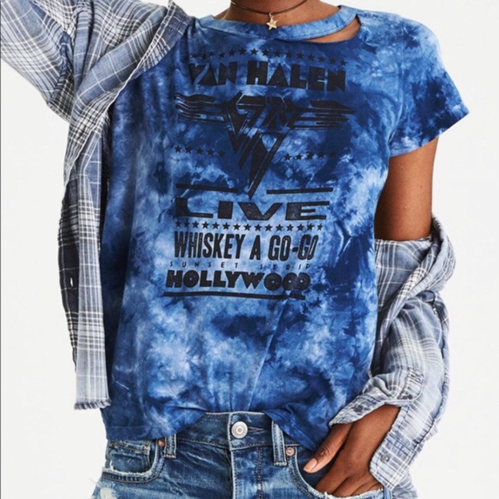 Blue Tie Dye Van Halen Whiskey A Go-Go Tee
